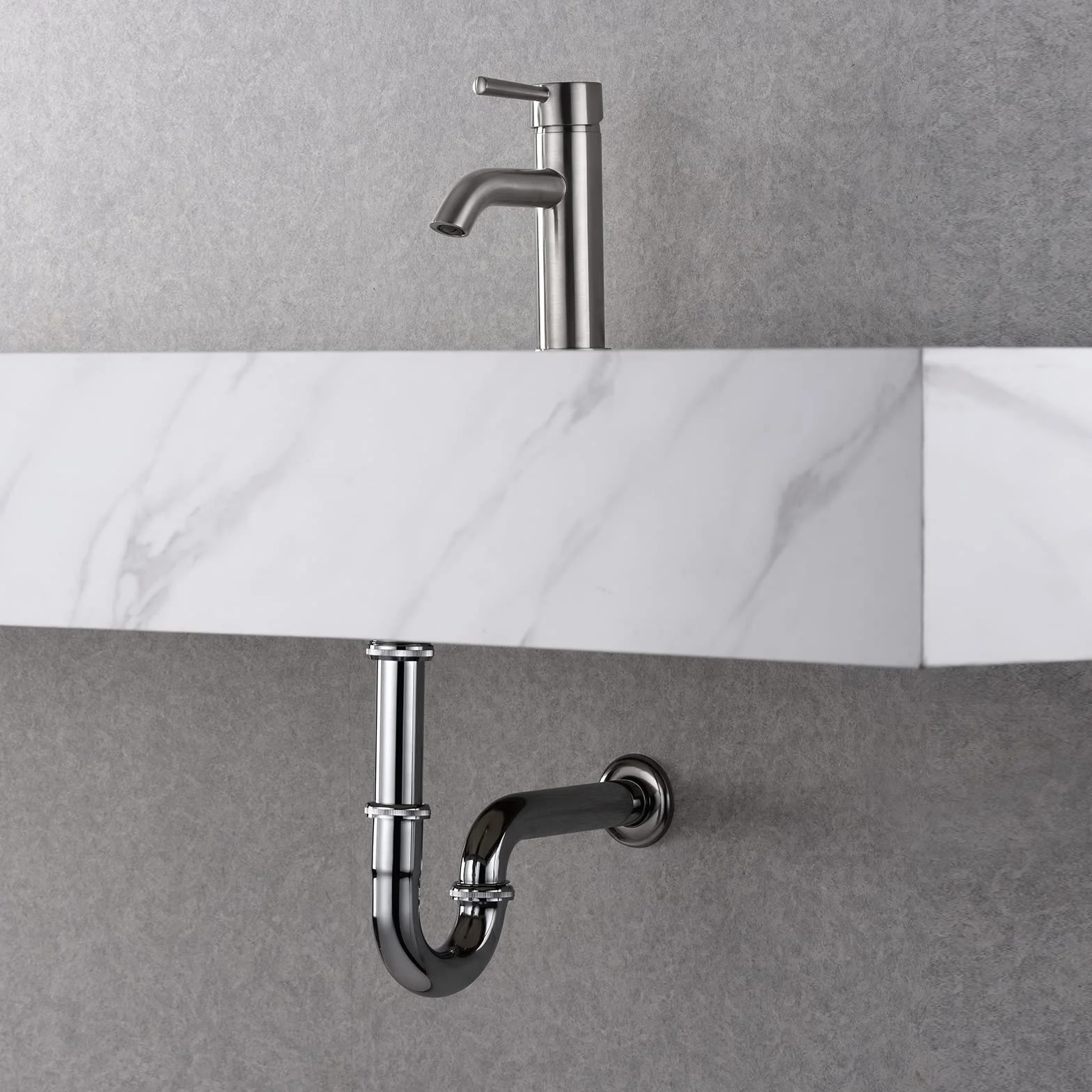 Ibergrif Sifone Lavabo Bagno 1 1/4" x 32 mm Acciaio Inox, Scarico Standard con Guarnizioni Silicone, Anti-Odore e Anti-Intasamento