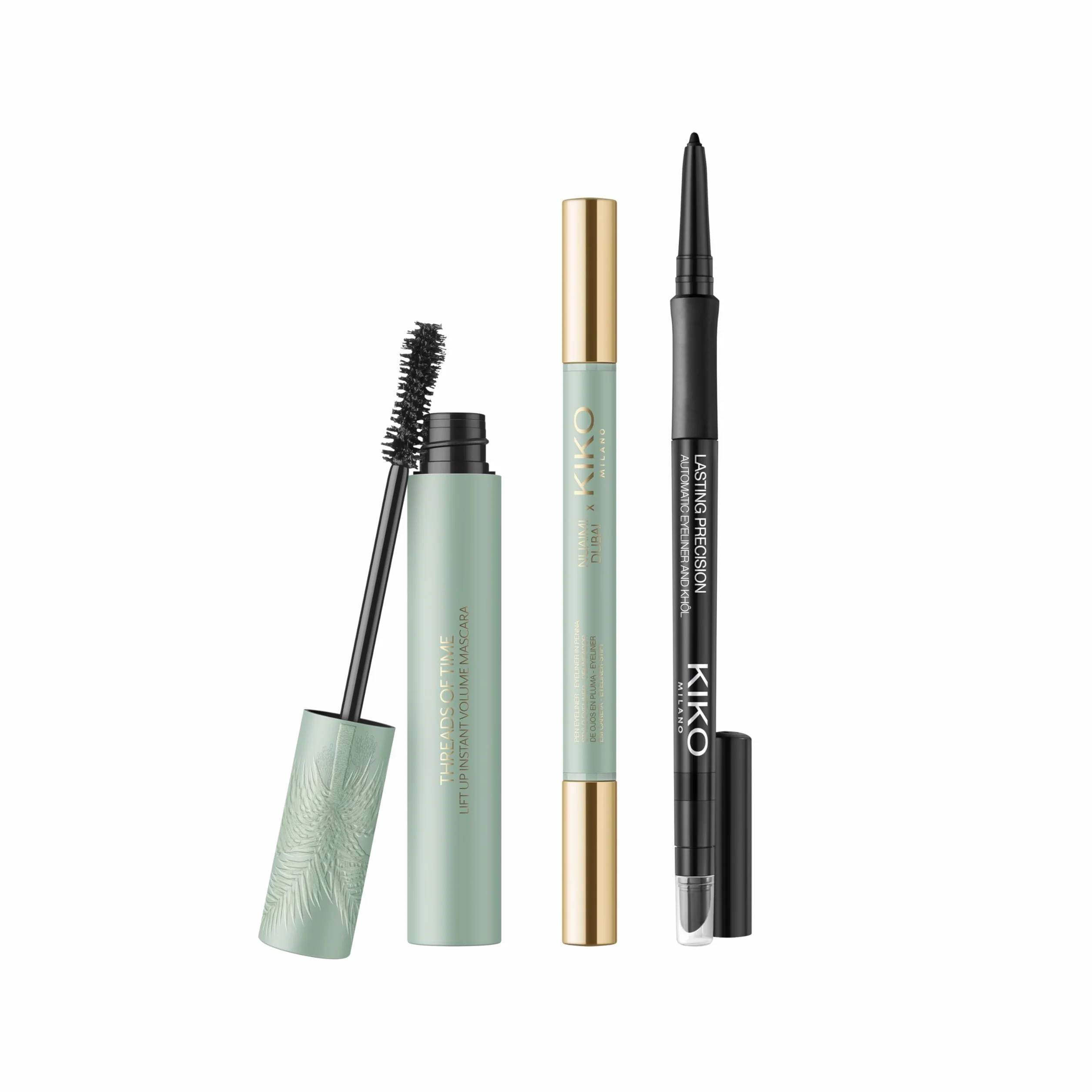 KIKO Milano Threads Of Time Dramatic Eyes Trio, Gift Set Occhi: Matita Kajal, Mascara E Eyeliner Doppio