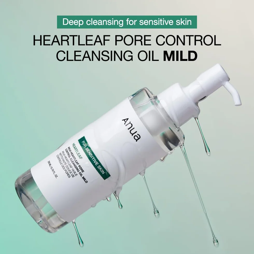 ANUA Heartleaf Pore Cleansing Oil, Detergente Delicato Per Il Viso, Per Pelli Sensibili, Detergente Oleoso Per Il Viso, Struccante Per Punti Neri, 200 Ml/6,76 Fl Oz