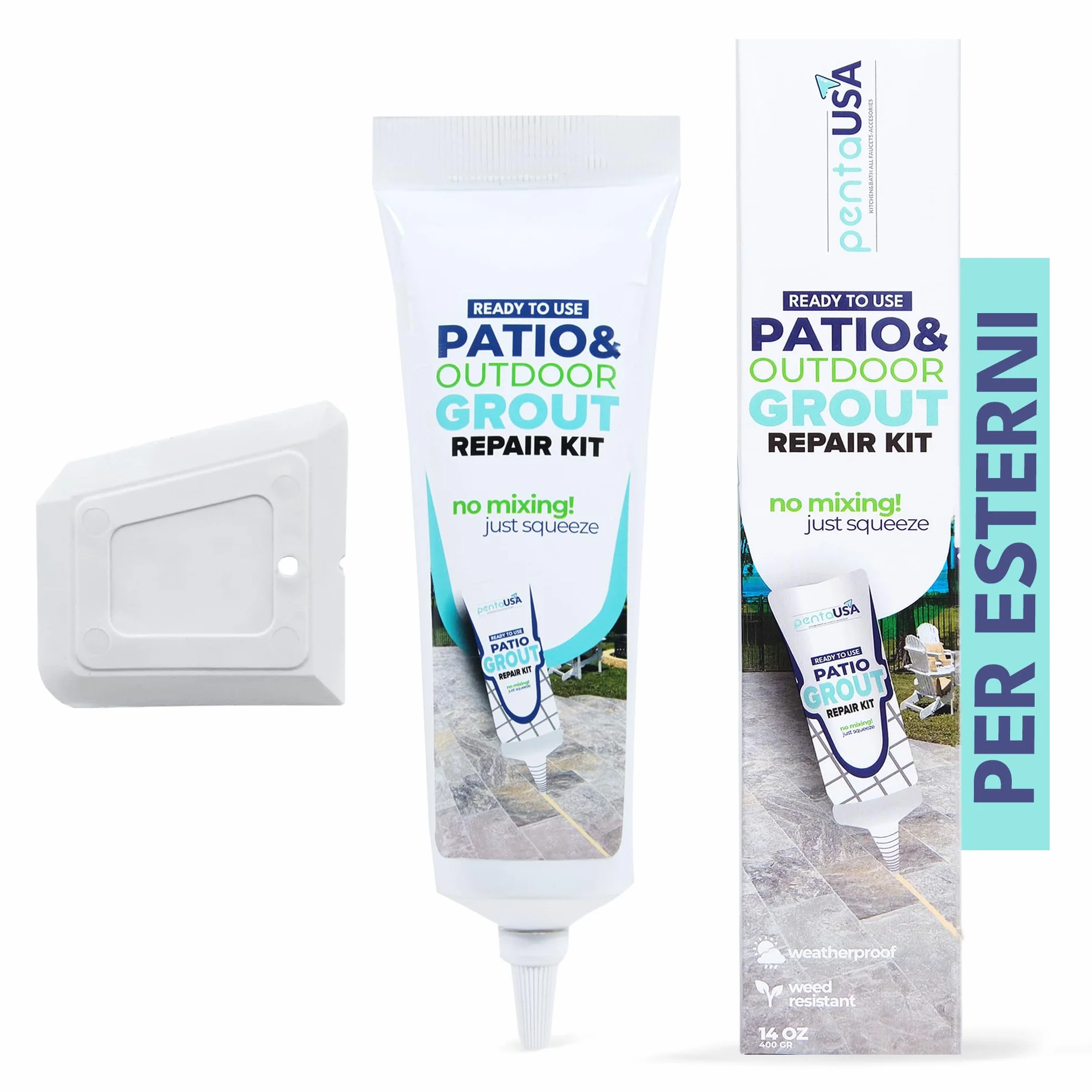 PentaUSA Riparazione Fughe Piastrelle - Tubetto Riempitivo Malta Piastrelle Kit Riparazione Ad Asciugatura Rapida con Raschietto Stucco Inodore Esterni