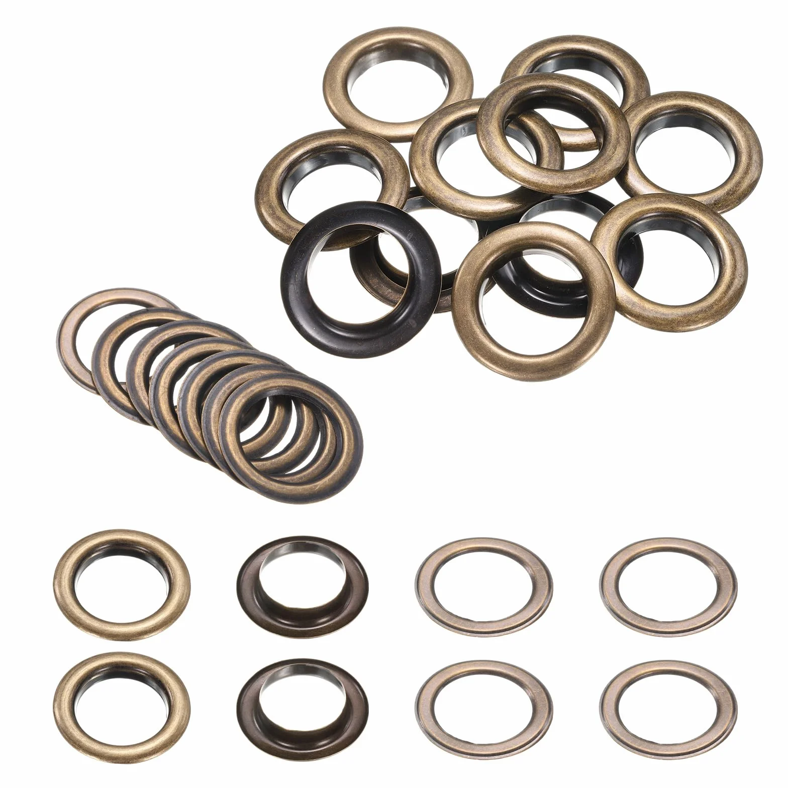 Occhielli per Teloni 20mm 4/5" in Ottone con Rondelle, Marrone, QUARKZMAN 10 Set