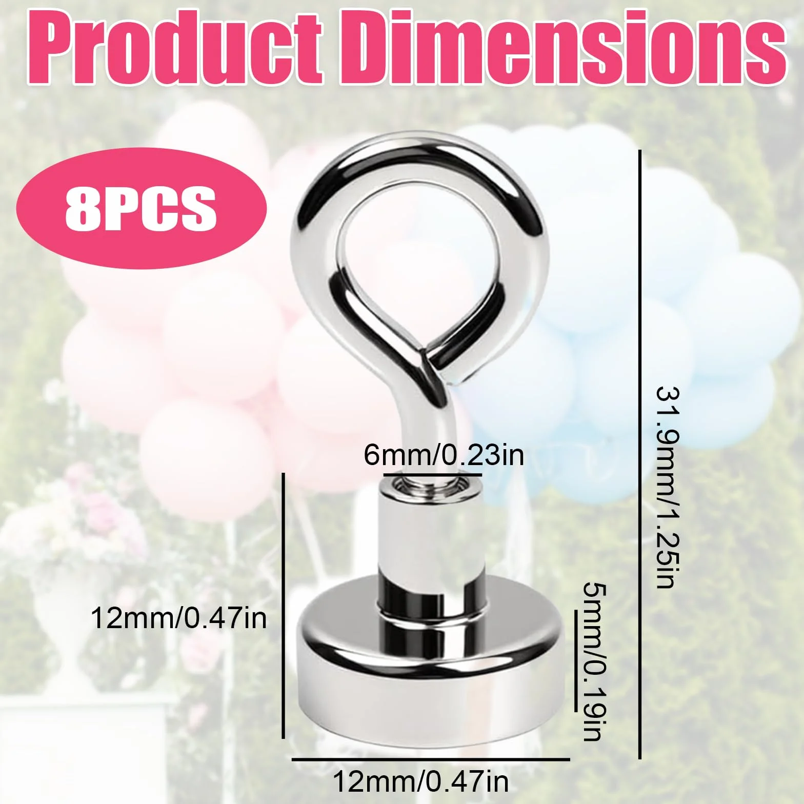 8 Pezzi Supporto Magnetico per Palloncini – Pesi Riutilizzabili per Palloncini a Elio – Base Magnetica per Feste, Matrimoni, Compleanni, decorazioni natalizie e pasquali