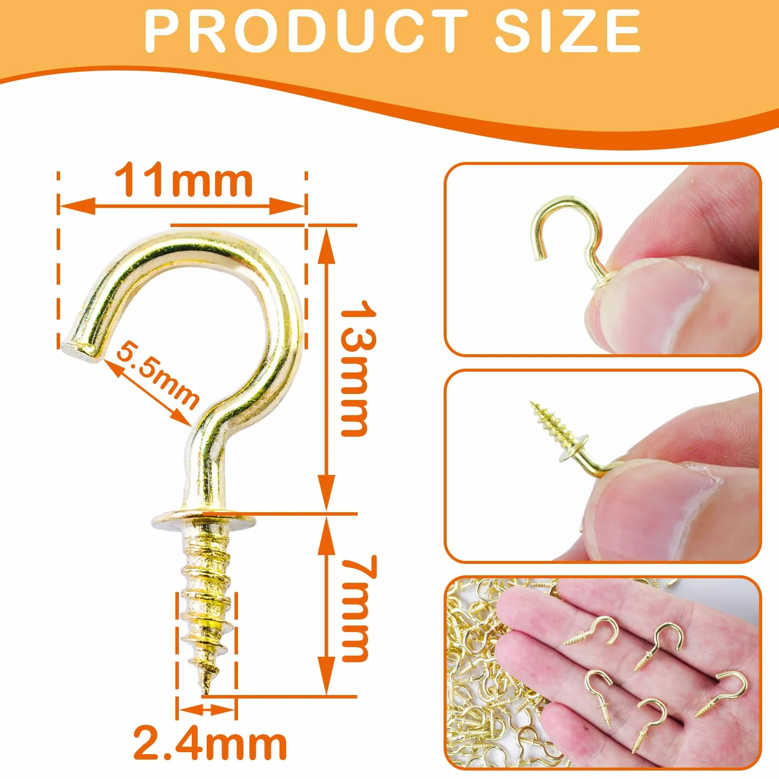 Ganci a Vite Piccoli 1/2 Pollice Dorato 80 Pezzi per Soffitto Plastica Legno Metallo Appendere Piante Decorazioni Natalizie