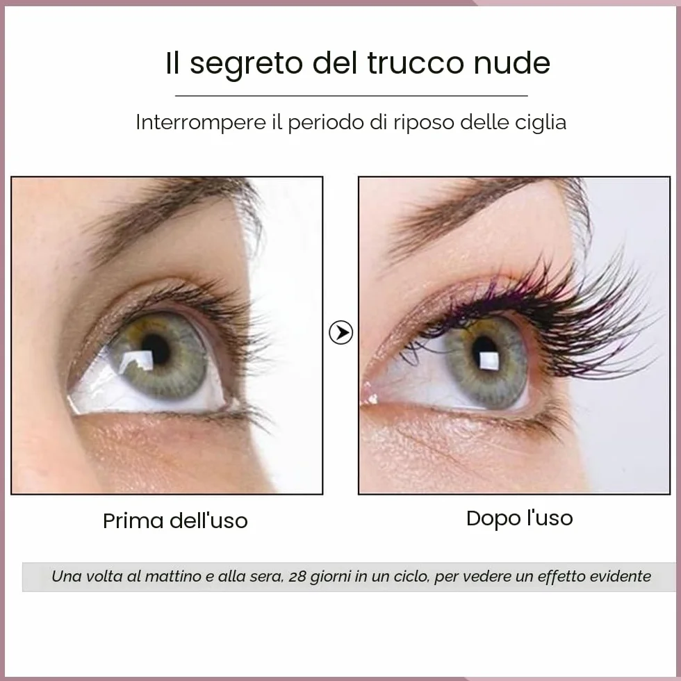 Siero per ciglia - Siero naturale per la crescita delle ciglia e sopracciglia più lunghe e spesse, vegano e cruelty-free - Niacinamide, estratto di foglie di centella asiatica (8 ml rosa)