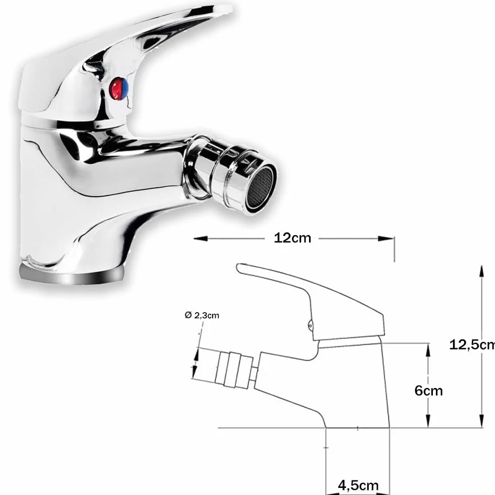 Rubinetto Bagno Lavabo e Bidet Ottone Cromato Coppia Miscelatori