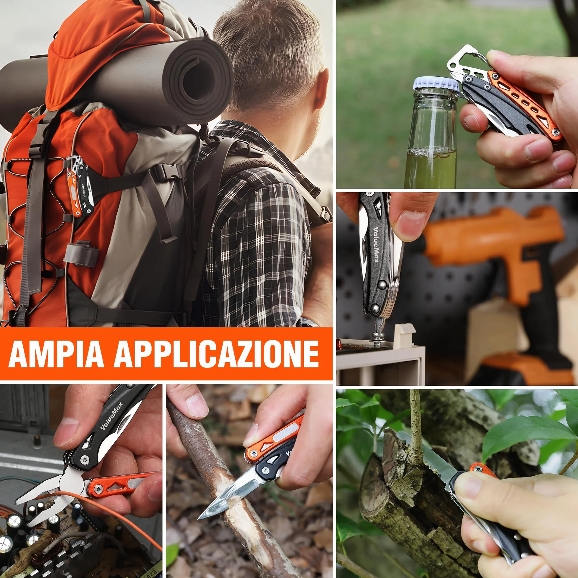 ValueMax Pinza Multifunzione 9 in 1, Strumento Multiuso per Campeggio e Riparazione