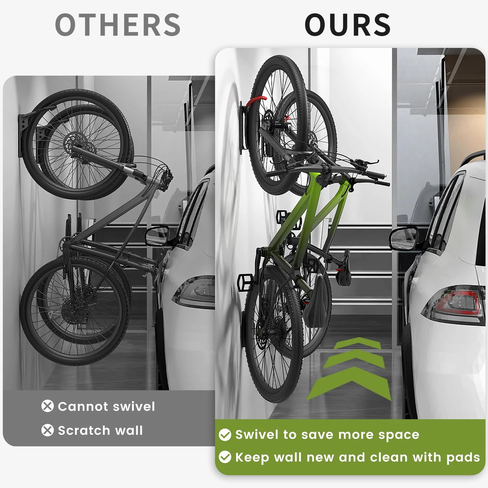 Housolution Supporto Girevole per Biciclette, Gancio da Parete Verticale, 66 Libbre, 2 Pezzi