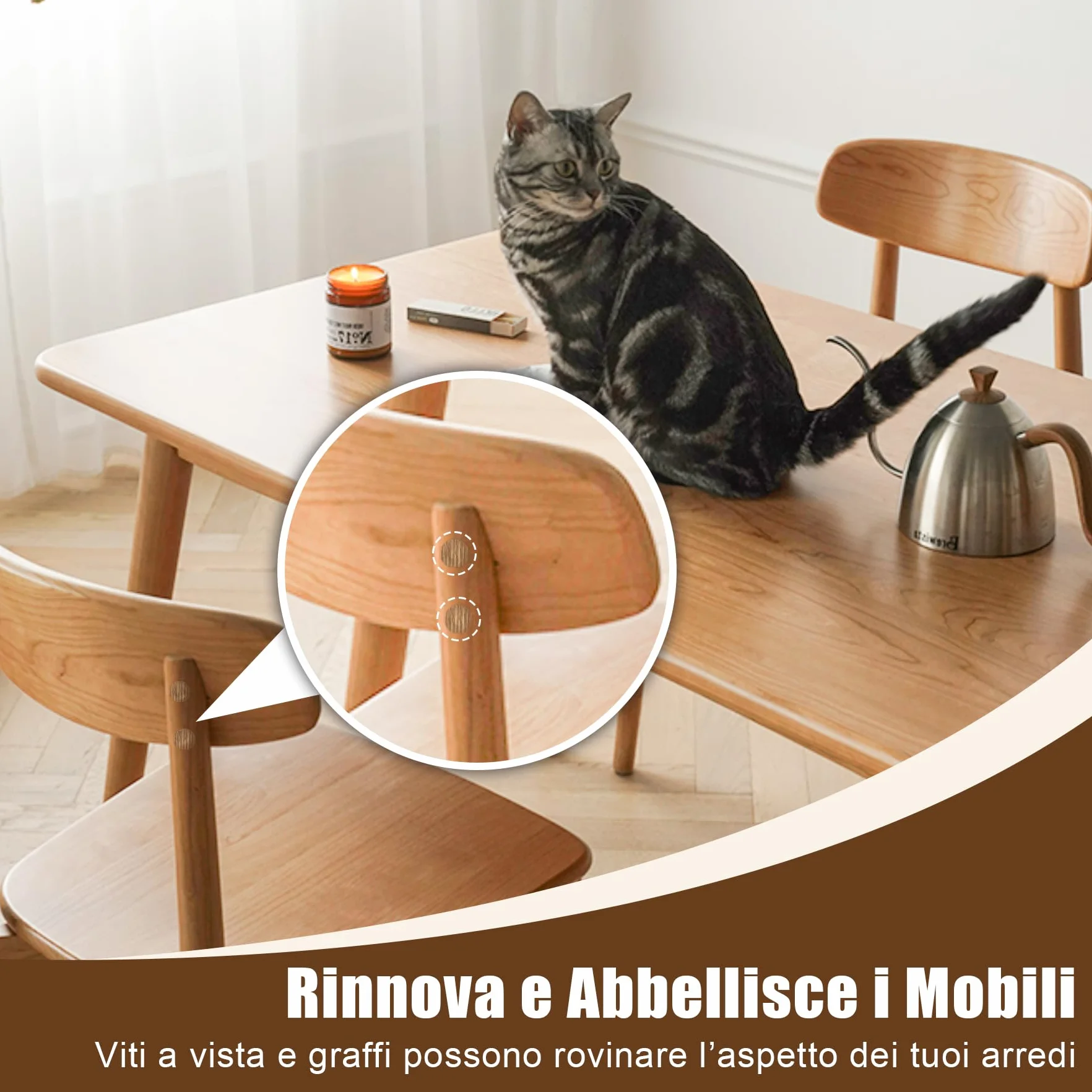 Copriviti Adesivi 648 Pezzi 12 Colori 21mm Tappi Copriforo per Fori Viti Mobili
