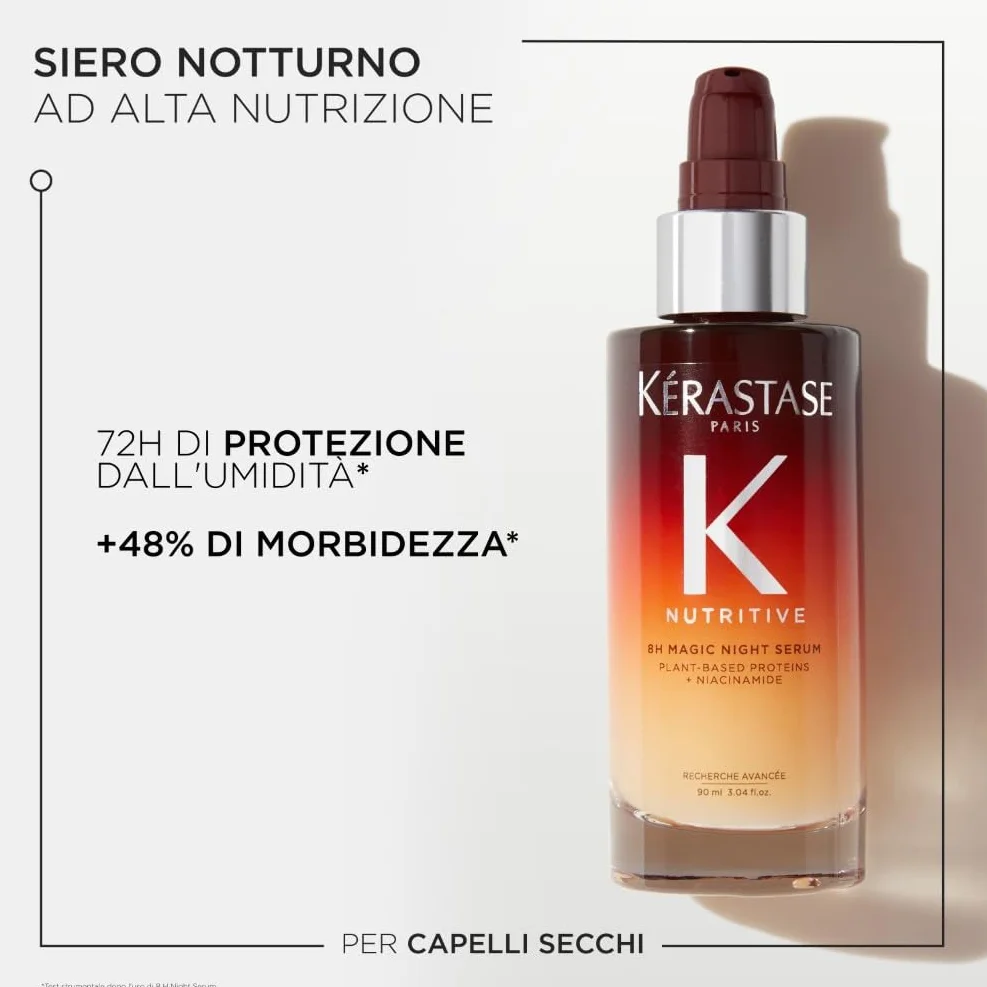 Kérastase, Nutritive, Siero Notturno Nutriente, Per Capelli Secchi, Azione Rivitalizzante, Con Proteine di Origine Vegetale e Niacinamide, Siero Notturno 8h Magic Night Serum