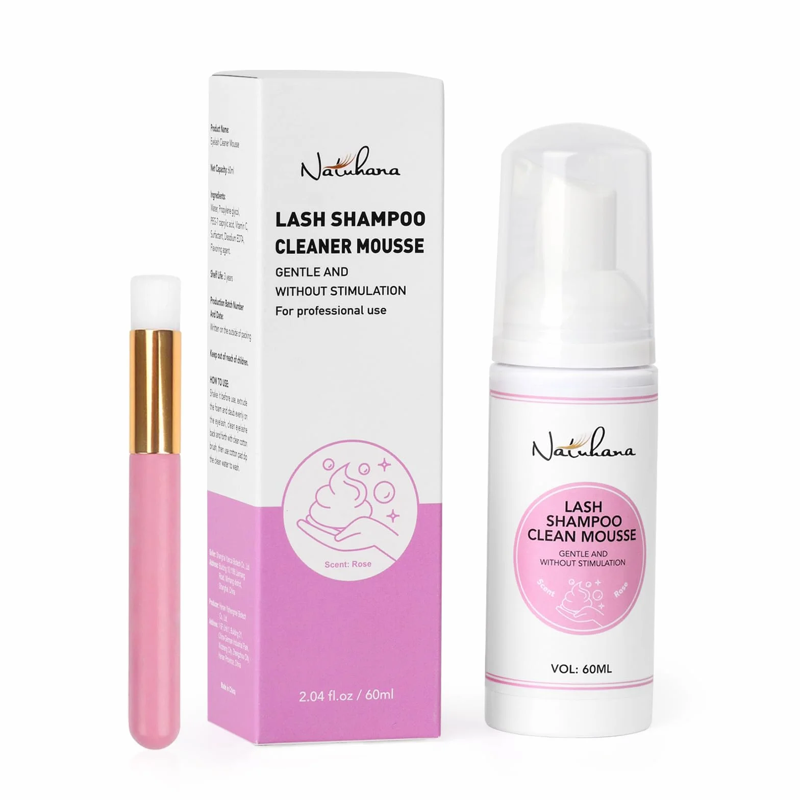 Shampoo Extension Ciglia con Pennello Kit Delicato Detergente Mousse Lash Pulitore 60ml