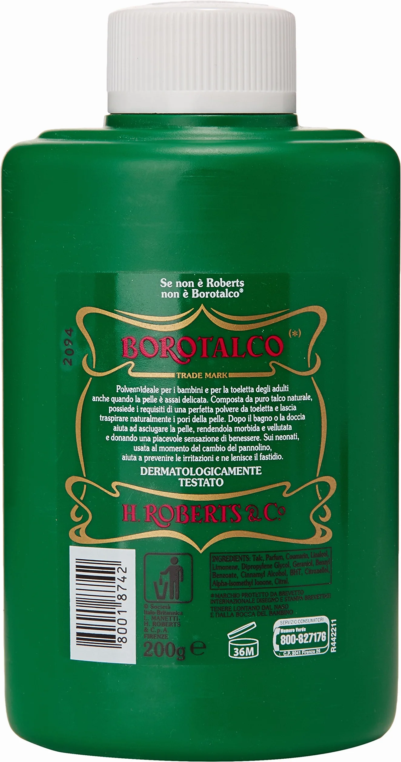 Borotalco Talco Barattolo, Polvere di Talco, Talco in Polvere Multiuso Assorbente e Rinfrescante- per una Pelle Vellutata e Adatto per Uomo, Donna e Bambini, Confezione da 200 gr