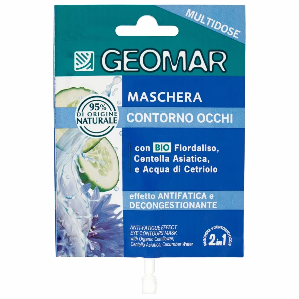 GEOMAR | Maschera viso e occhi 2 in 1, effetto sollievo e decongestionante, 95% di origine naturale, dermatologicamente testato, Made in Italy, 12 ml