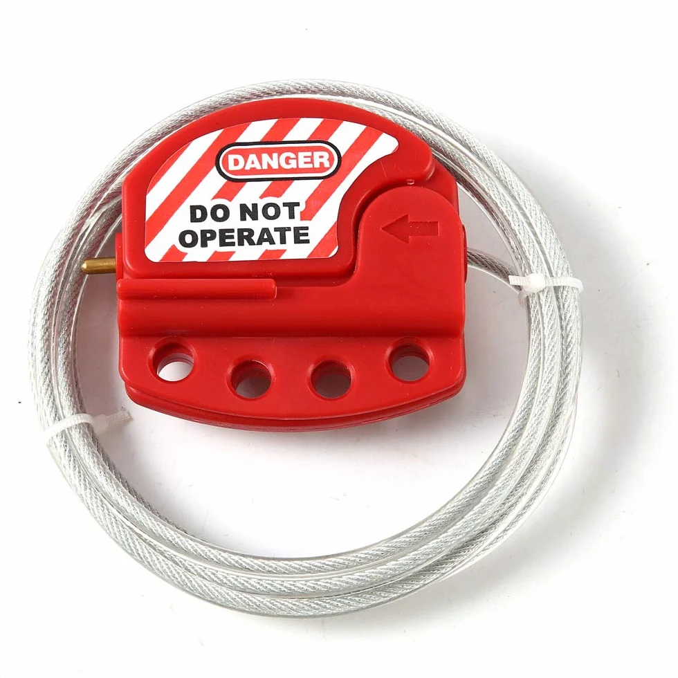 POFET Bloccaggio cavo Tagout rosso Lockout regolabile acciaio Vinile rivestito