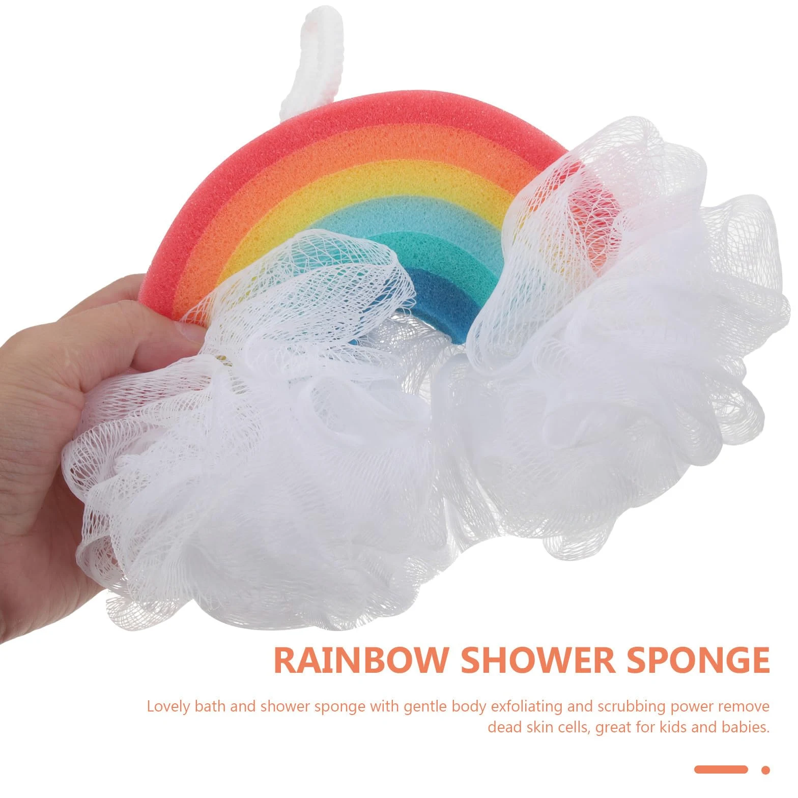 2 Pezzi Spugna da Bagno a Forma di Arcobaleno Ricca Schiuma e Rimuove Cellule Morte per Bagno e Doccia