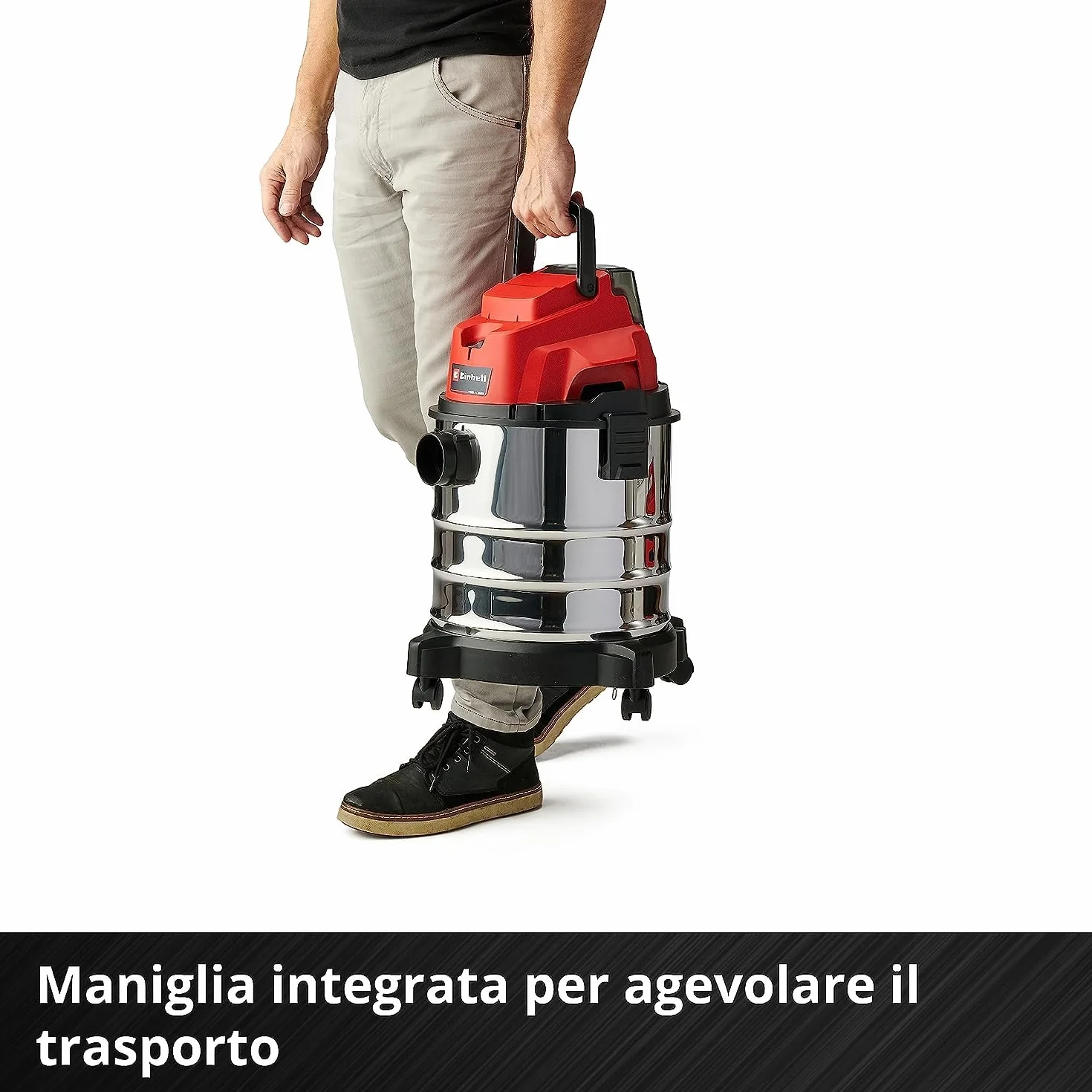 Einhell TC-VC 18/20 Li S-Solo Aspirapolvere a secco e umido 18 V 20 l contenitore in metallo Power X-Change
