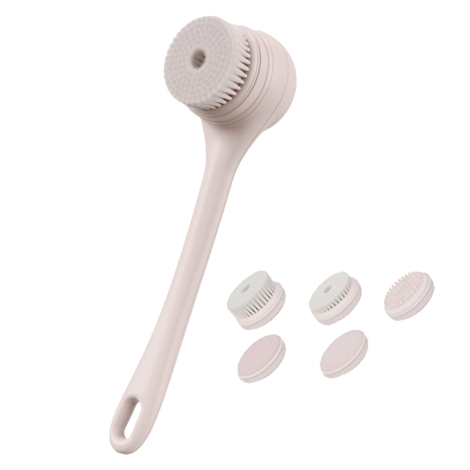 Scrubber per la schiena per doccia, spazzola da bagno con doppio manico | Scrubber per il corpo con ricarica USB e manico lungo | Spazzola elettrica Spazzola per la schiena a batteria grande 5 testin