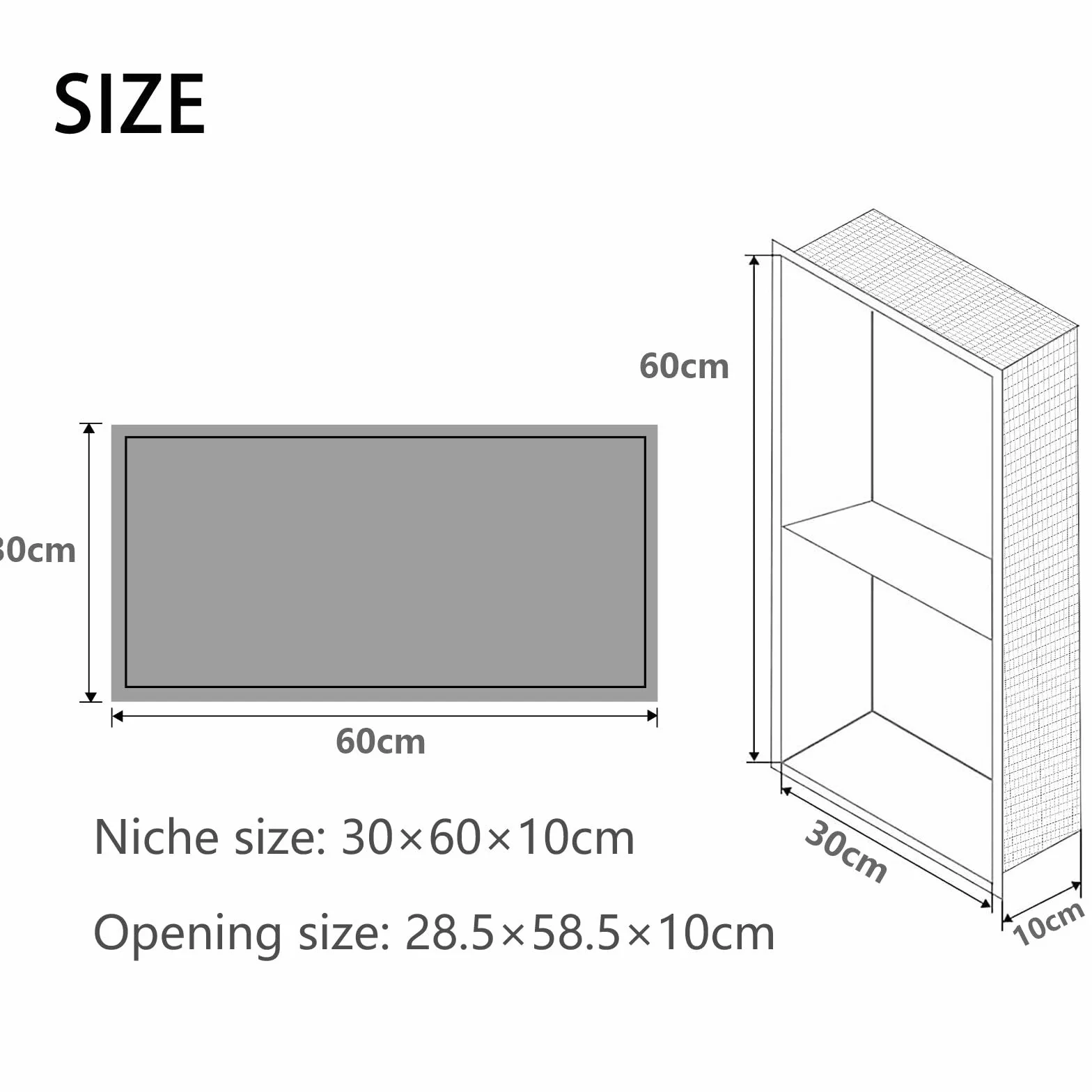 Nicchia Doccia Incasso 60x30x10cm Acciaio Inox Bianco Crema
