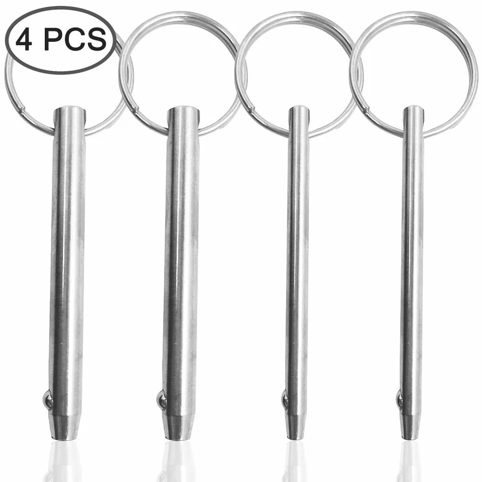 Set di 4 perni a sgancio rapido 8 mm 6,3 mm 76 mm acciaio inox 316 per barche bimini