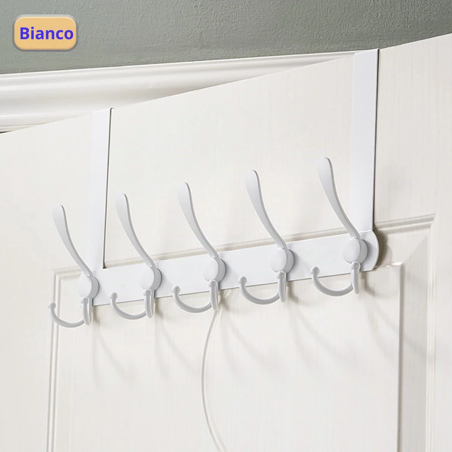LYLIN Attaccapanni da Porta in Acciaio Inox 15 Ganci Bianco 2.1 cm