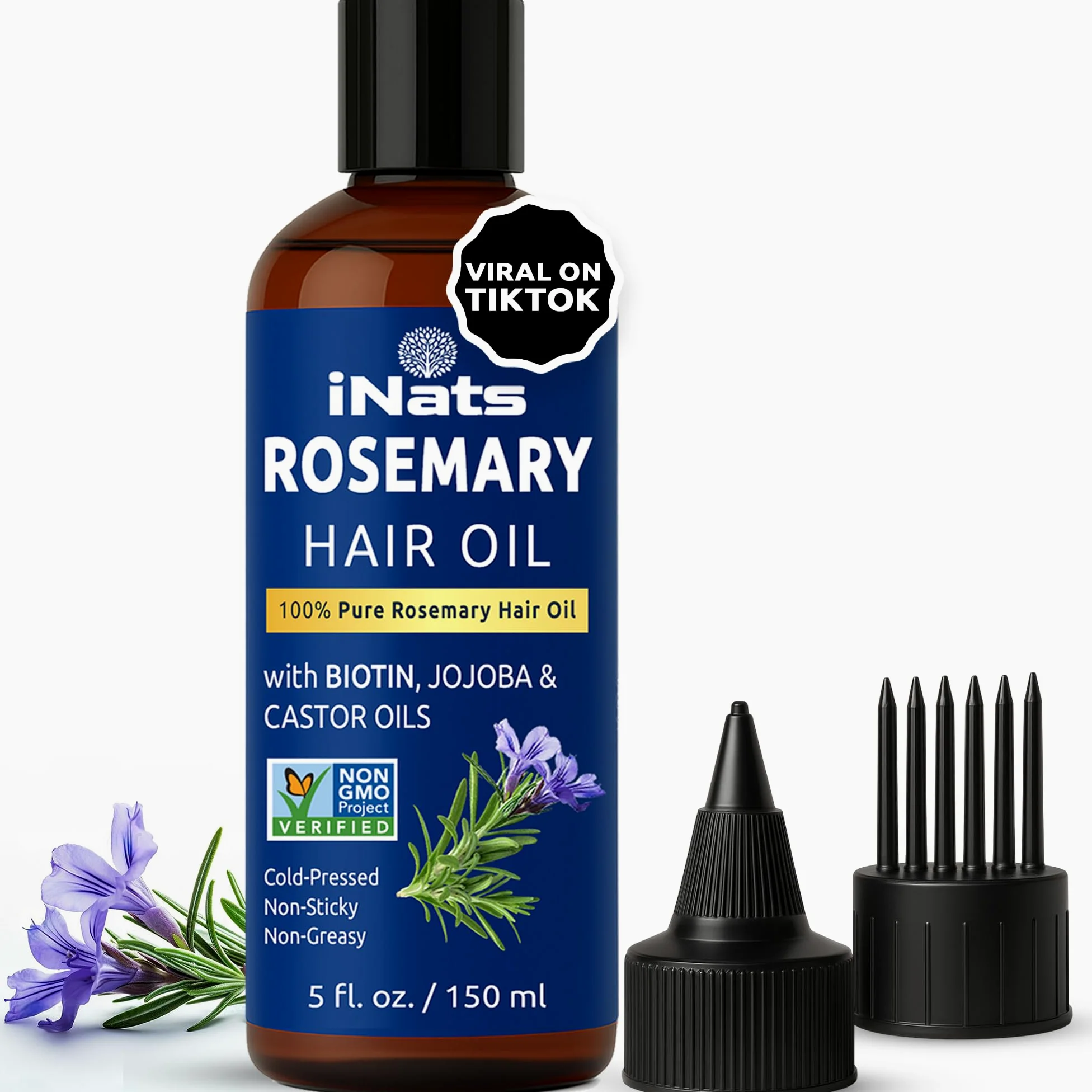 Olio di rosmarino puro al 100% per la crescita dei capelli, pressato a freddo e infuso naturale, con biotina, jojoba e olio di ricino, per riparare i capelli secchi e danneggiati, rinforzanti