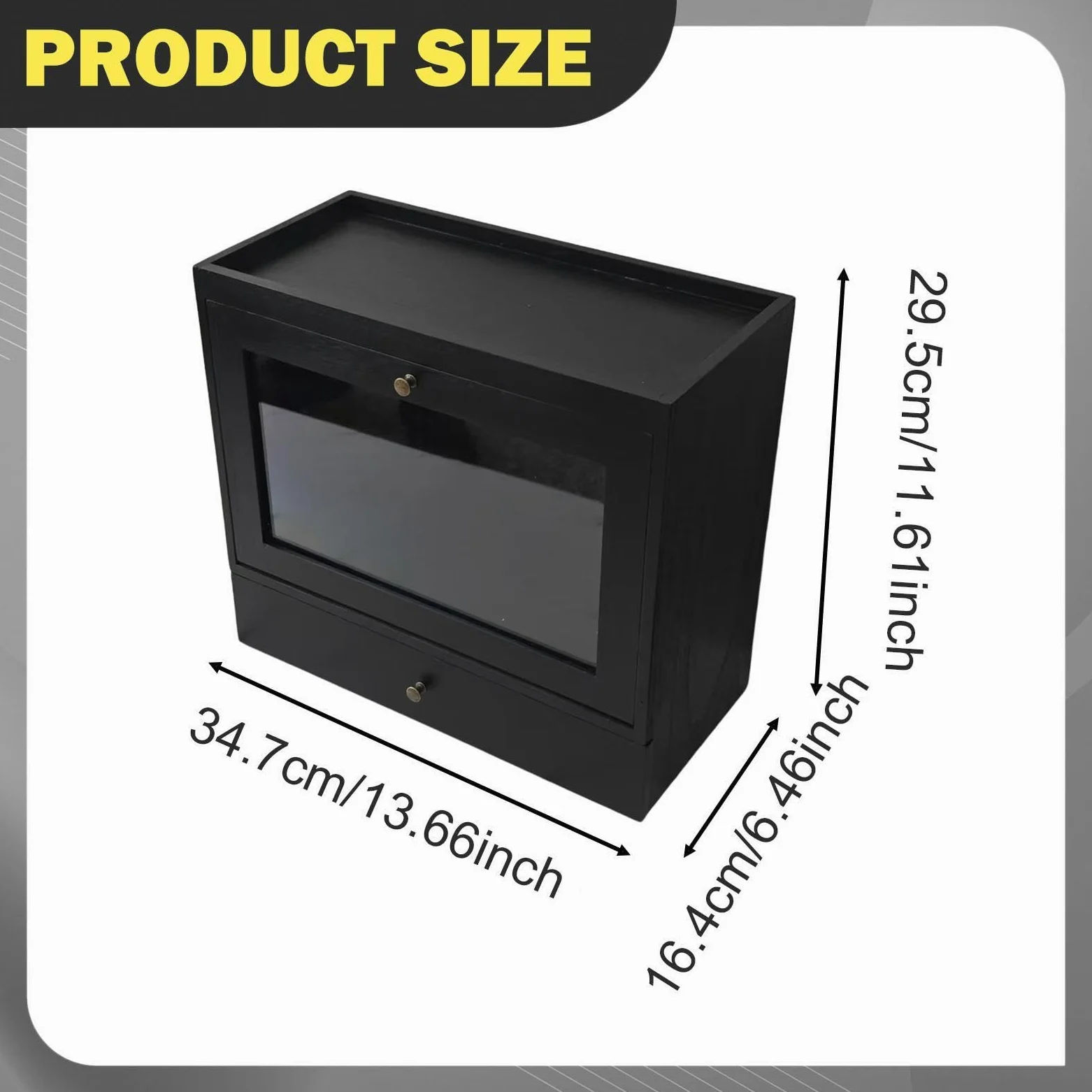 Organizer Cosmetici Contenitore Trucco Organizer Gioielli Moderna Legno con Pannello Acrilico per Camera Da Letto Bagno Regalo, Nero