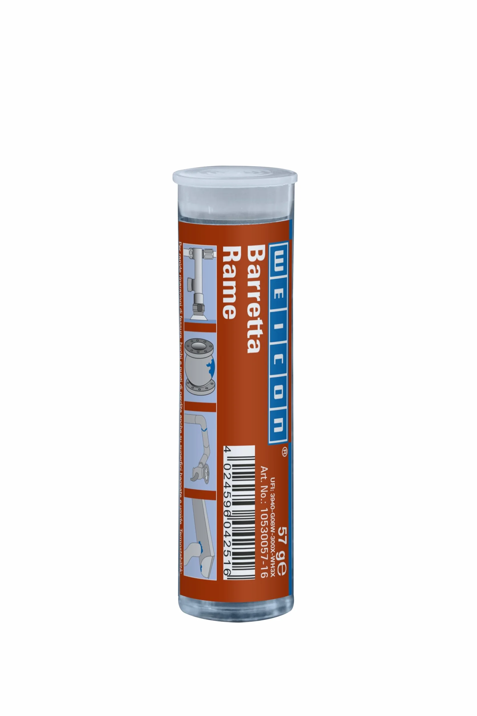 Weicon Barretta Rame 57G Adesivo Base Resina Epossidica Riparazione Tubi Cavi Resistente Calore