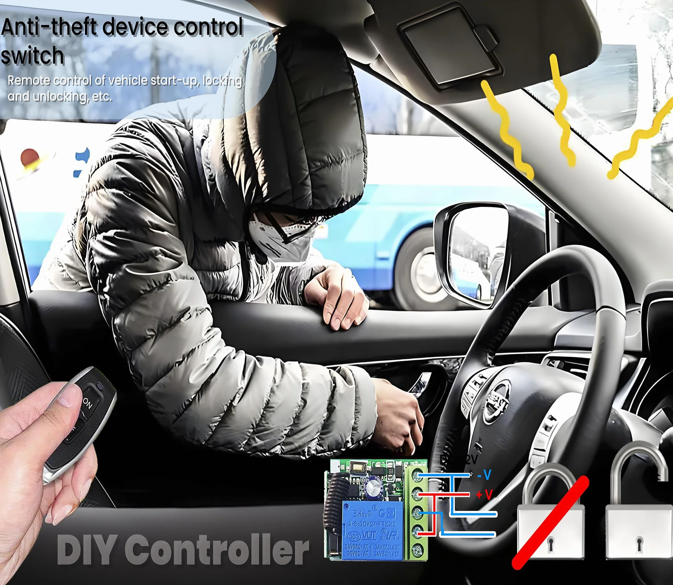 QIACHIP 433 MHz Interruttore di controllo remoto DC 12V 1 canale wireless Modulo ricevitore relè RF con 2 trasmettitori