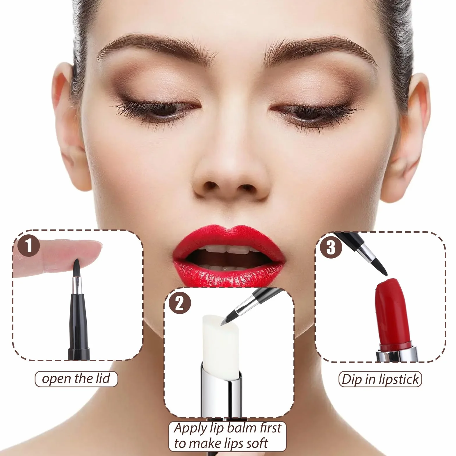 2 pennelli per rossetto, correttore per trucco retrattile, per labbra