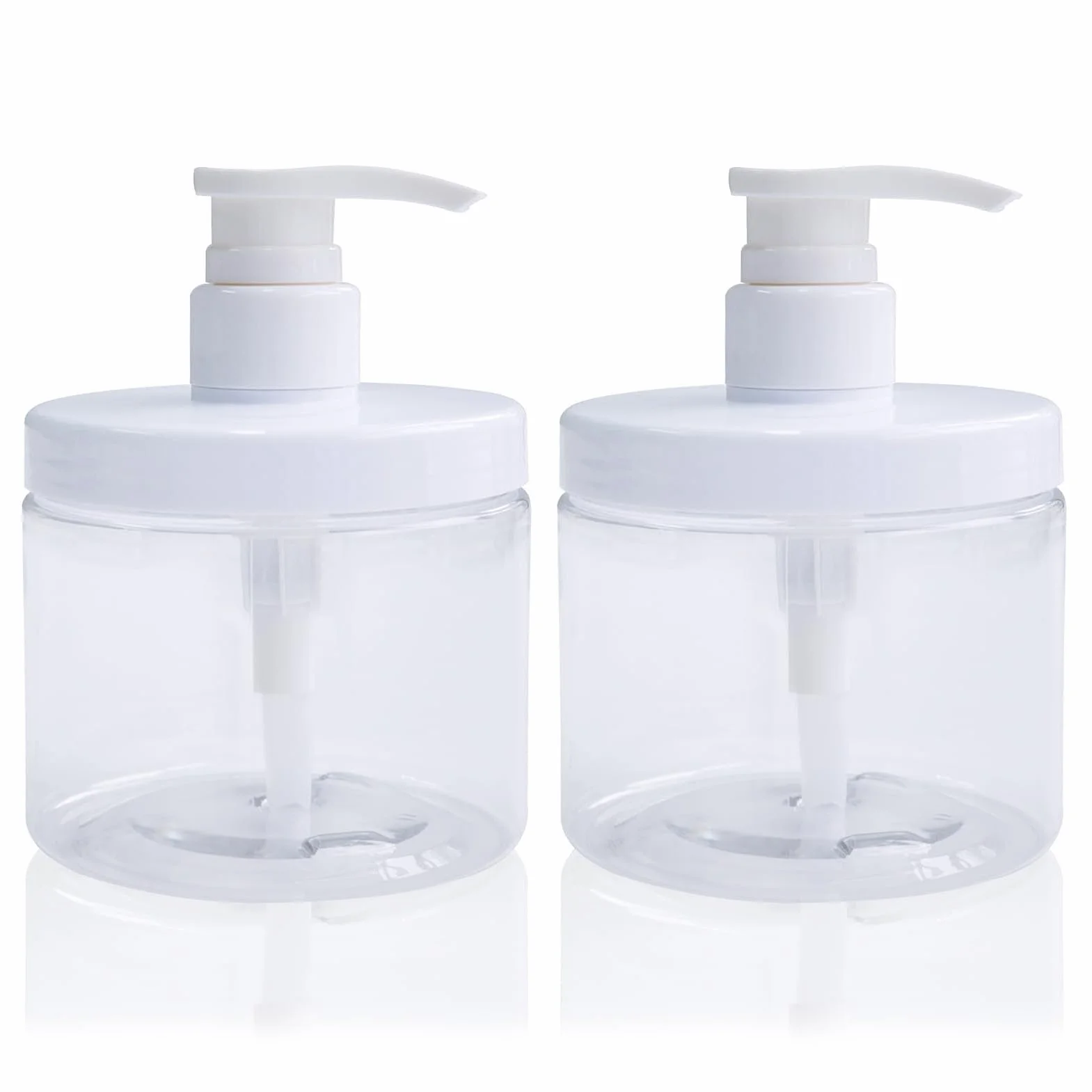 Dispenser Per Flaconi Con Pompetta 2 Pezzi 500ml/16.9oz Flaconi Con Pompetta Ricaricabili In Plastica A Bocca Larga Stile Barattolo Senza BPA Flaconi Vuoti Con Pompetta Per Bagno Doccia Contenitori