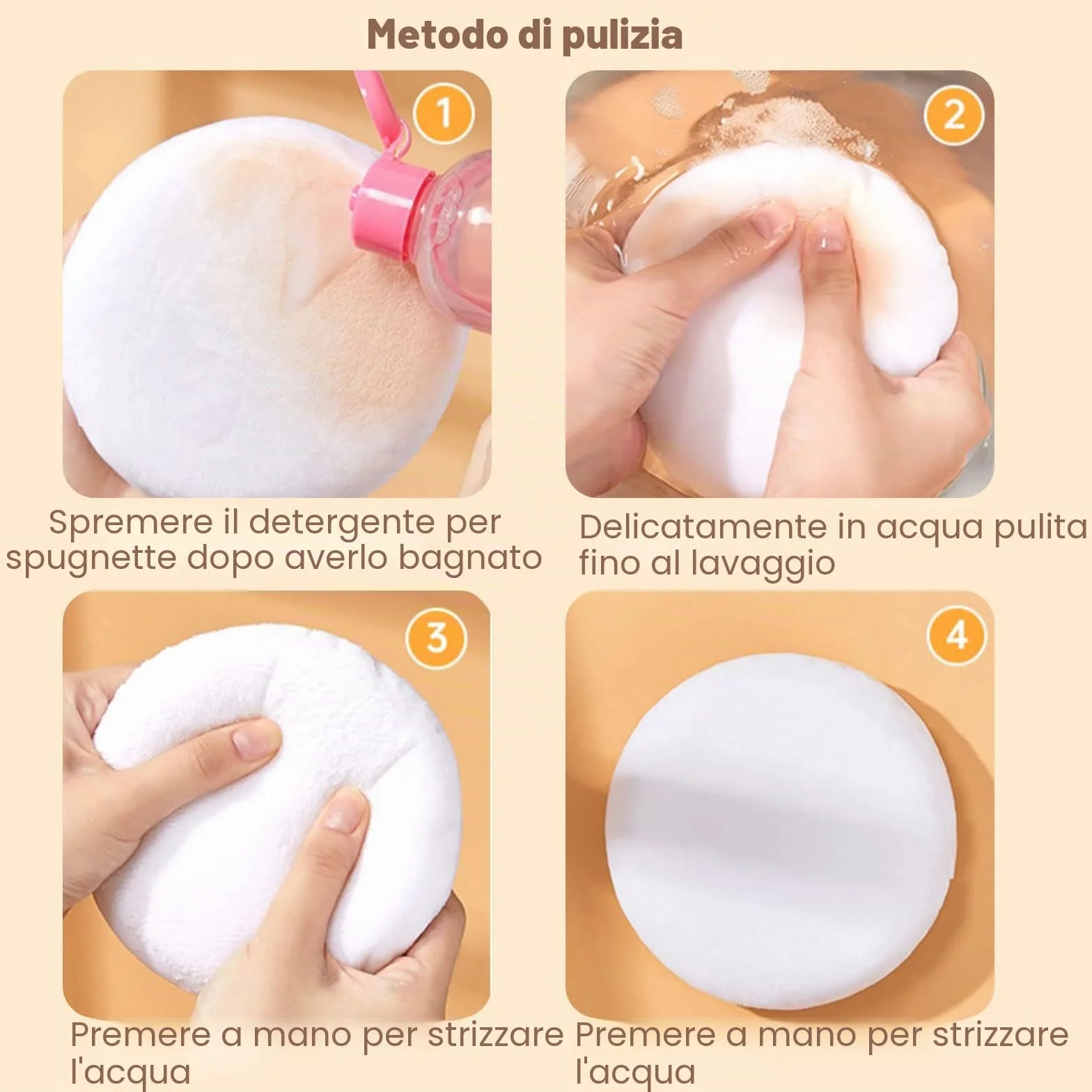 TSHAOUN 4 Pezzi Soffio di Polvere Rotondo,10.5 cm Soffietti in polvere soffici e soffici per il corpo, con nastro,per Cipria Fondotinta Polvere Cosmetica e Fard,per Viso Corpo(4 Pcs)