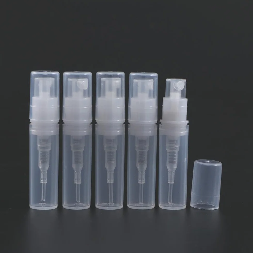 5 mini flaconi spray in plastica trasparente, piccoli flaconi ricaricabili per campioni di profumo, piccoli contenitori per campioni (5 ml)