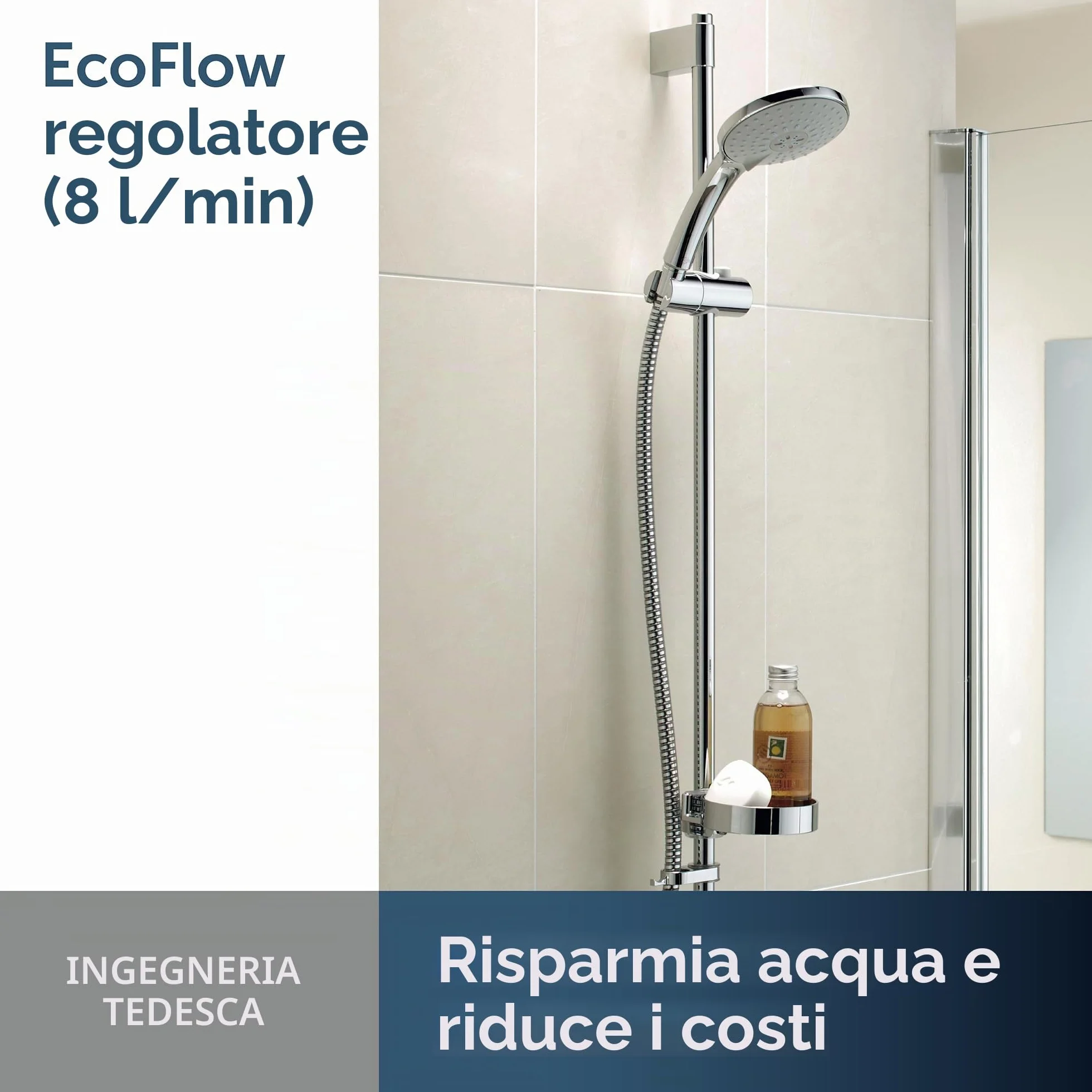 Ideal Standard Idealrain Doccia Multifunzione Soffione Doccia a Risparmio Idrico 3 Tipi Getto Cromato Ø 10 cm