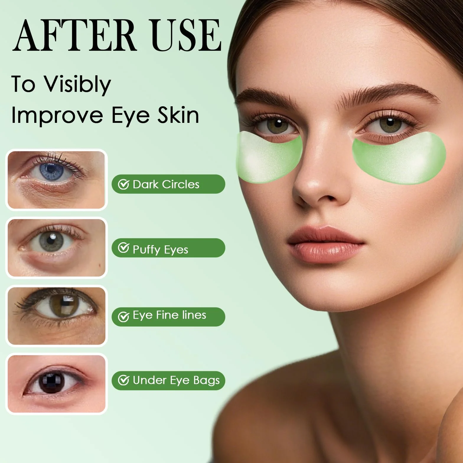 60 Pezzi Patch Occhi Idratanti con Aloe Vera,Maschera Idratante Anti-Occhiaie e Anti-Borse,Cerotti Rinfrescanti per Occhi per Rughe e Puffiness,Cerotti Rassodanti e Contorno Idratante