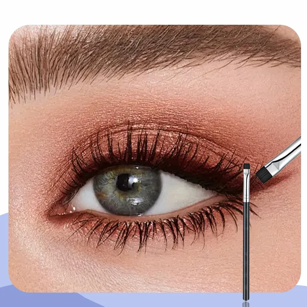 Pennelli per Sopracciglia, Pennello per Eyeliner, Pennello per Eyeliner Piatto, Pennello da Trucco, per Occhi, Sopracciglia, Ombretto, Labbra