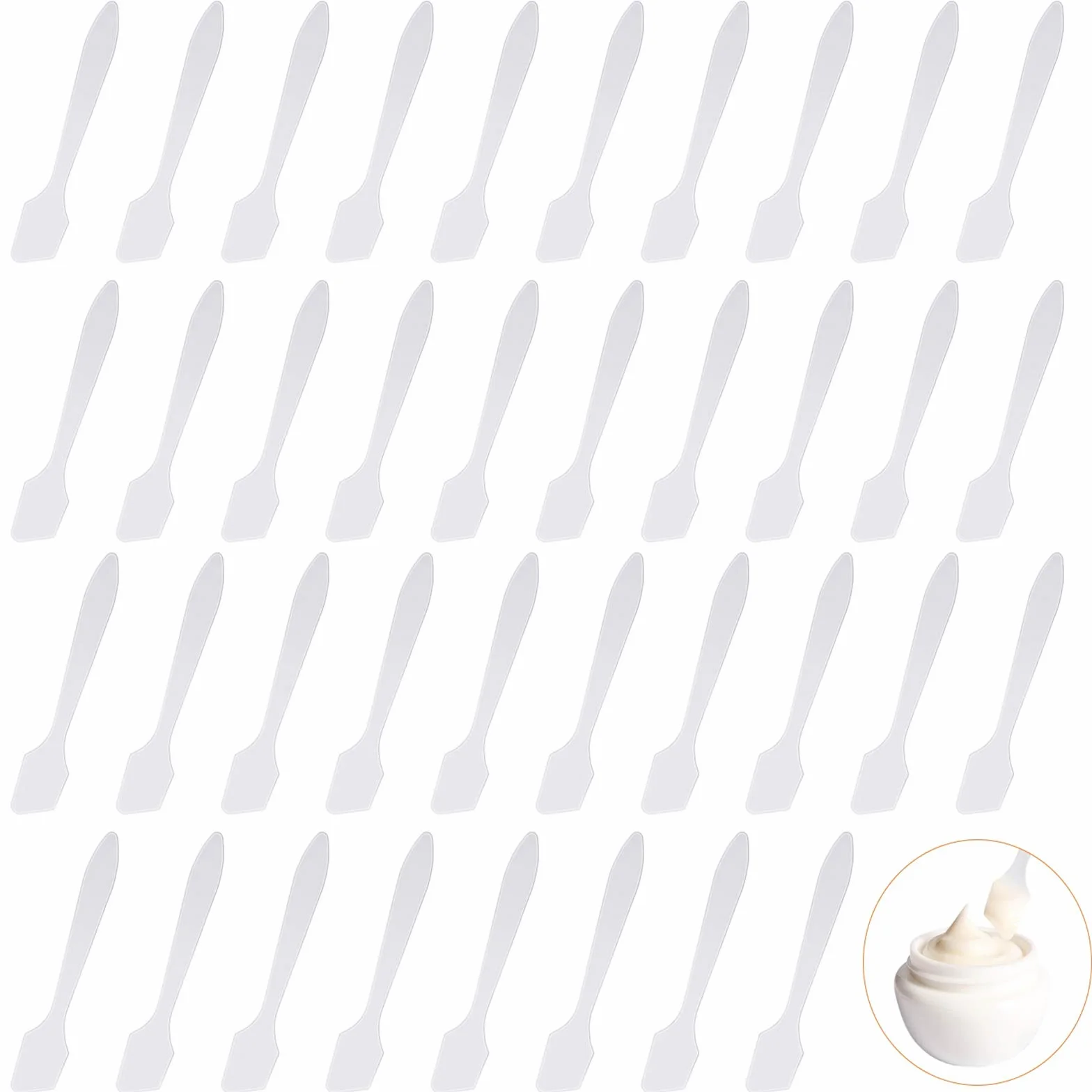 200 Pezzi Spatola per Trucco, Mini Spatole Cosmetiche per Trucco, Maschera Spatola per Varie Creme, Crema Idratante, Rossetto(8,2 x 1,5 cm, Bianca)