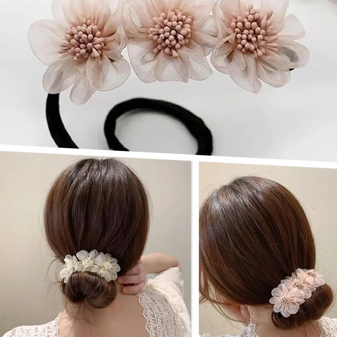 2 Pezzi Chignon Facile per Capelli,Creatore per Pane Ciambella Chignon a Ciambella, French Twist Accessori Capelli Ciambelle Chignon,Fiore Capelli Chignon per Donne Ragazze Bambini Balletto