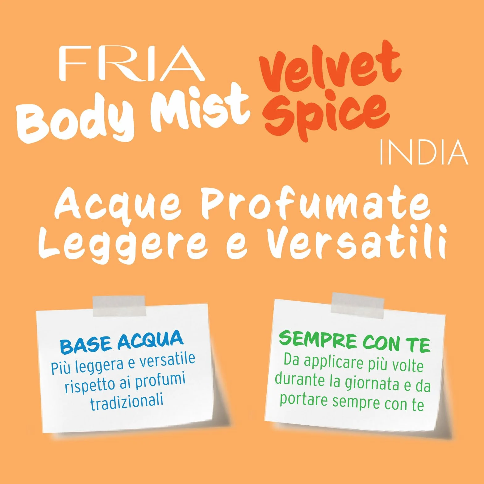 Fria Body Mist, Acqua Profumata Uomo e Donna, Fragranza Velvet Spice Speziata con Cardamomo, Zafferano e Vaniglia, Spray Corpo, 50 ml