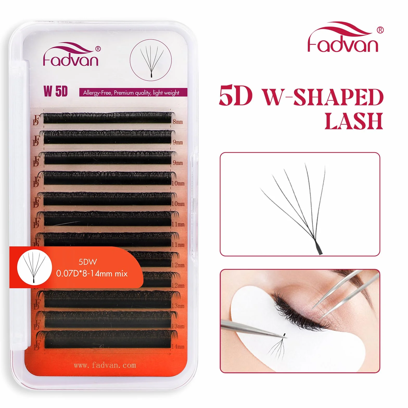 Estensioni delle Ciglia 5D W 0.07 D Curl Premade Fan Eyelash Extension Ciglia 8-14mm Lunghezza Mista W Volume Russo Professionale Tessuto di Seta Ciglia Prefabbricate(0.07D Curl 8-14mm)