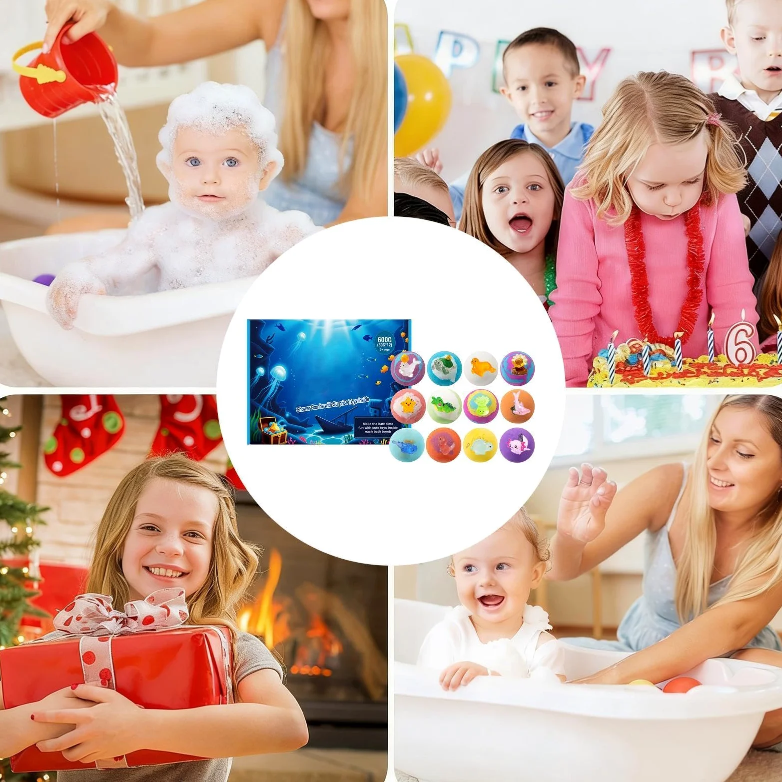 Palline da Bagno per Donne 12 Pezzi Detergente Naturale Rilassante per la | Palle da Bagno Oleose Per Spa Doccia Vasca Bambini E Bambine Calza Cesto Compleanno