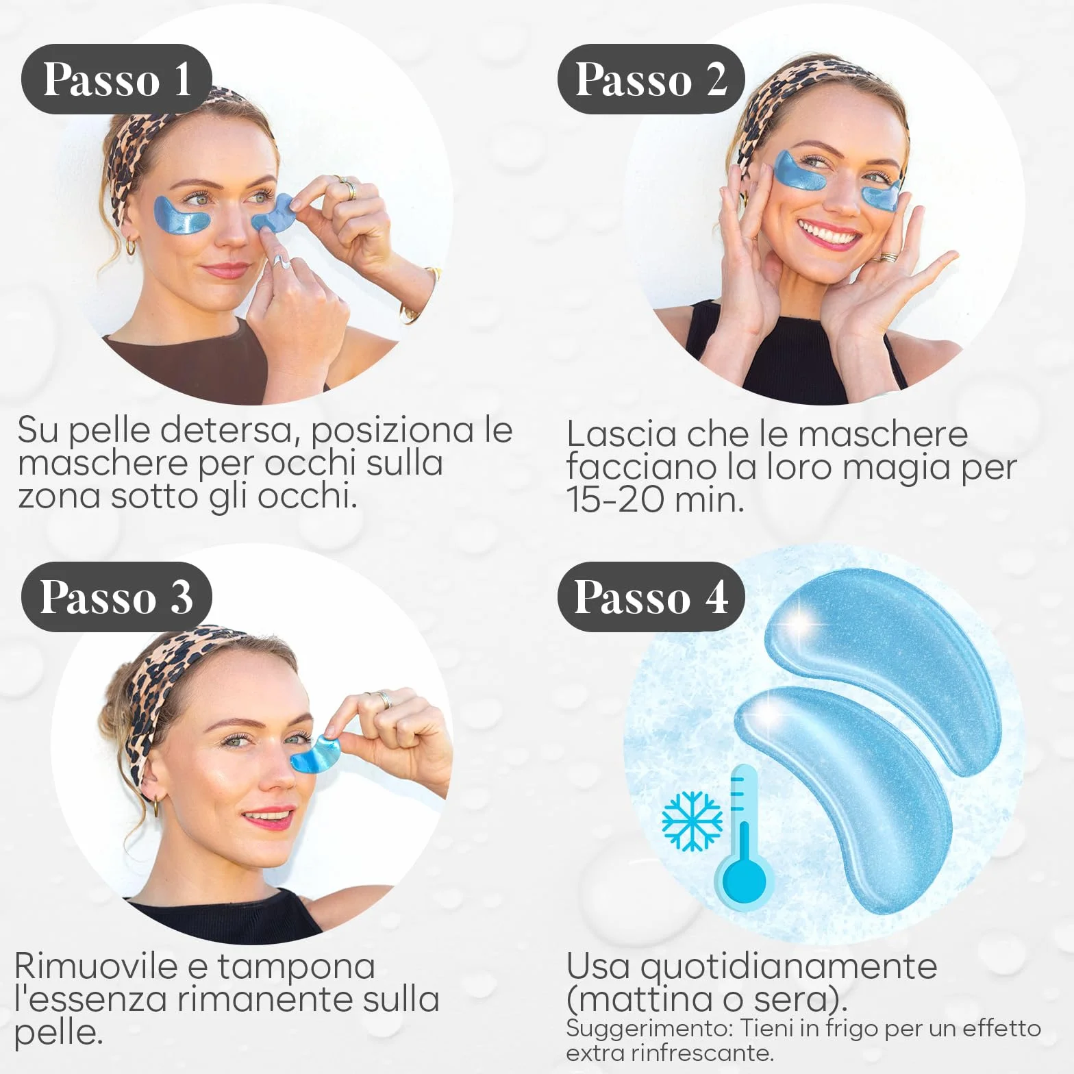BLOOMORA Patch Occhi (30 paia, Mix Varietà), Maschera Occhi per Un'idratazione Profonda, Patch Occhiaie e Borse, Eye Mask per l'idratazione