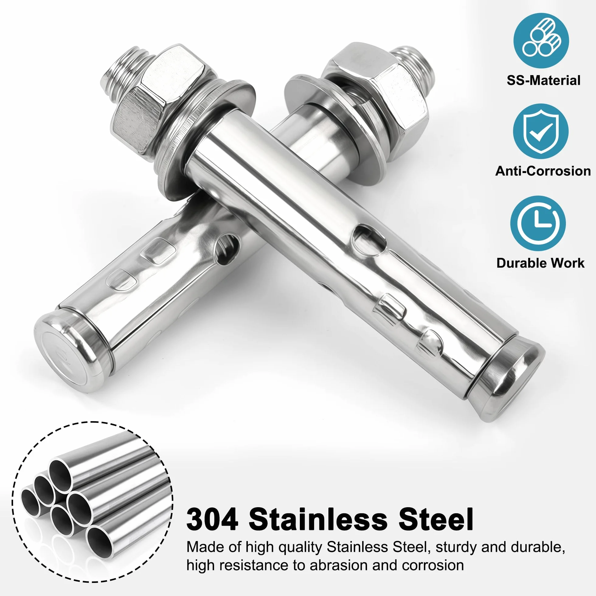 Bulloni Di Espansione Viti in Acciaio Inox Ancoraggio Esagonali 6*60mm M 10 Pezzi