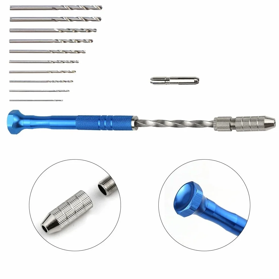 Oniissy Trapano manuale semiautomatico blu 0,5-3 mm mini per artigianato assemblaggio elettronico modellismo