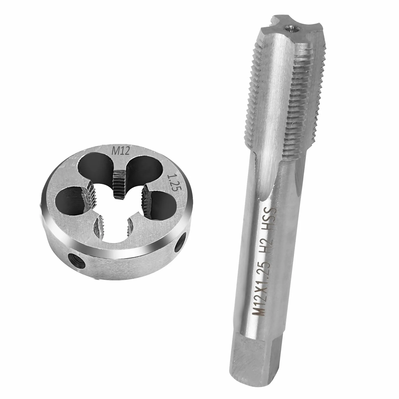 Set di Maschio e Filiera M12 x 1,25 mm HSS Filettatura Metrica