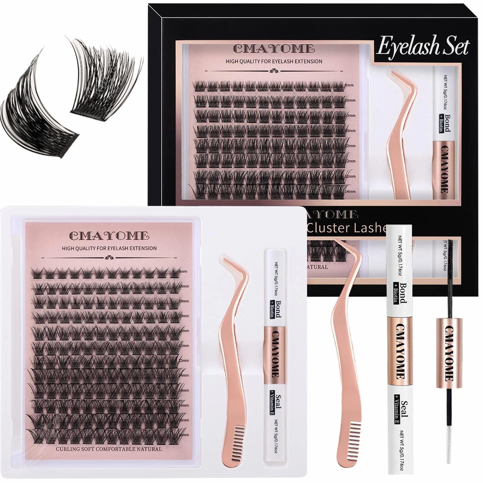 VEGCOO Kit Ciglia Extension, Ciuffetti Ciglia Finte, C Curl 8-16mm Lash Clusters Individual Eyelashes Naturali per Ragazze e Donne