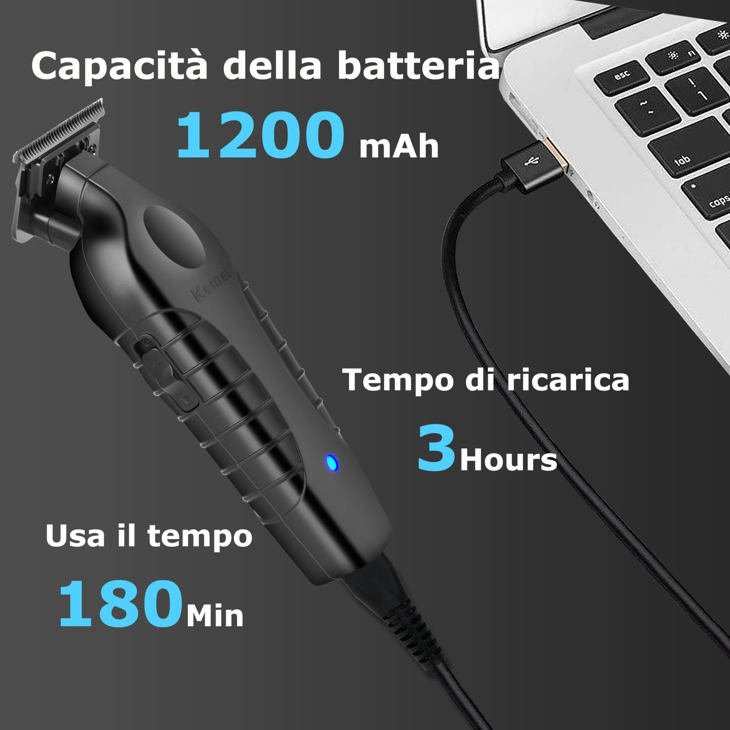 KEMEI PG2299 Tagliacapelli Professionale da Uomo, Kit di Taglio per Capelli Senza Fili, Tagliabarba Zero Gapped, Tagliacapelli da Barbiere con Lama a T e Ricaricabile USB, Regali per la Festa del Papà