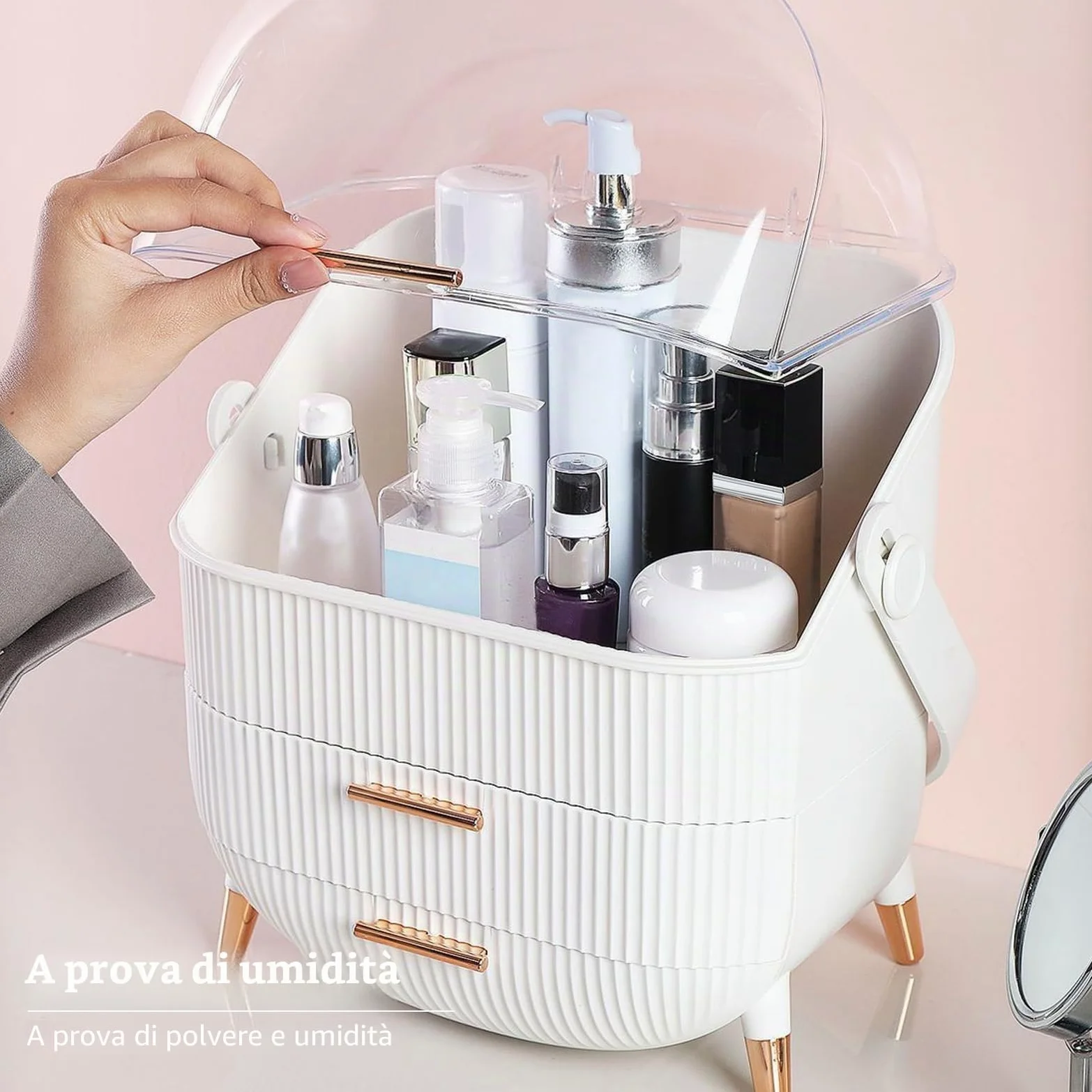 Organizer per Cosmetici, Organizzatore di Trucco Grande Capacità, Organizer Trucchi Multifunzione Girevole, per Cosmetici, Gioielli e Accessori