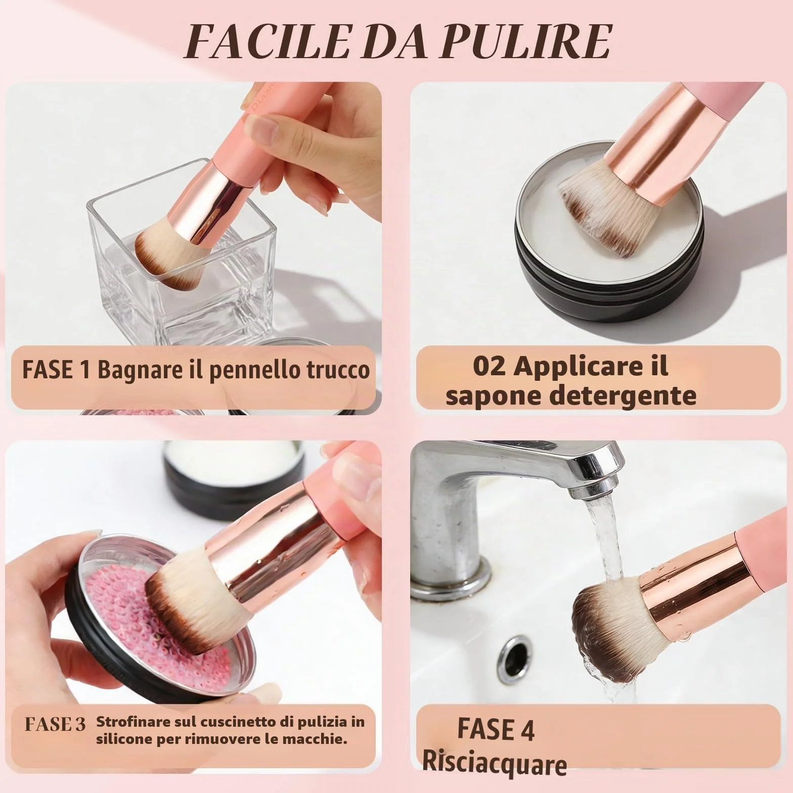 DUcare Pennello Fondotinta Flat Top Pennelli Make Up Kabuki per Fondotinta Liquido per Lucidatura, Puntini, Correttore