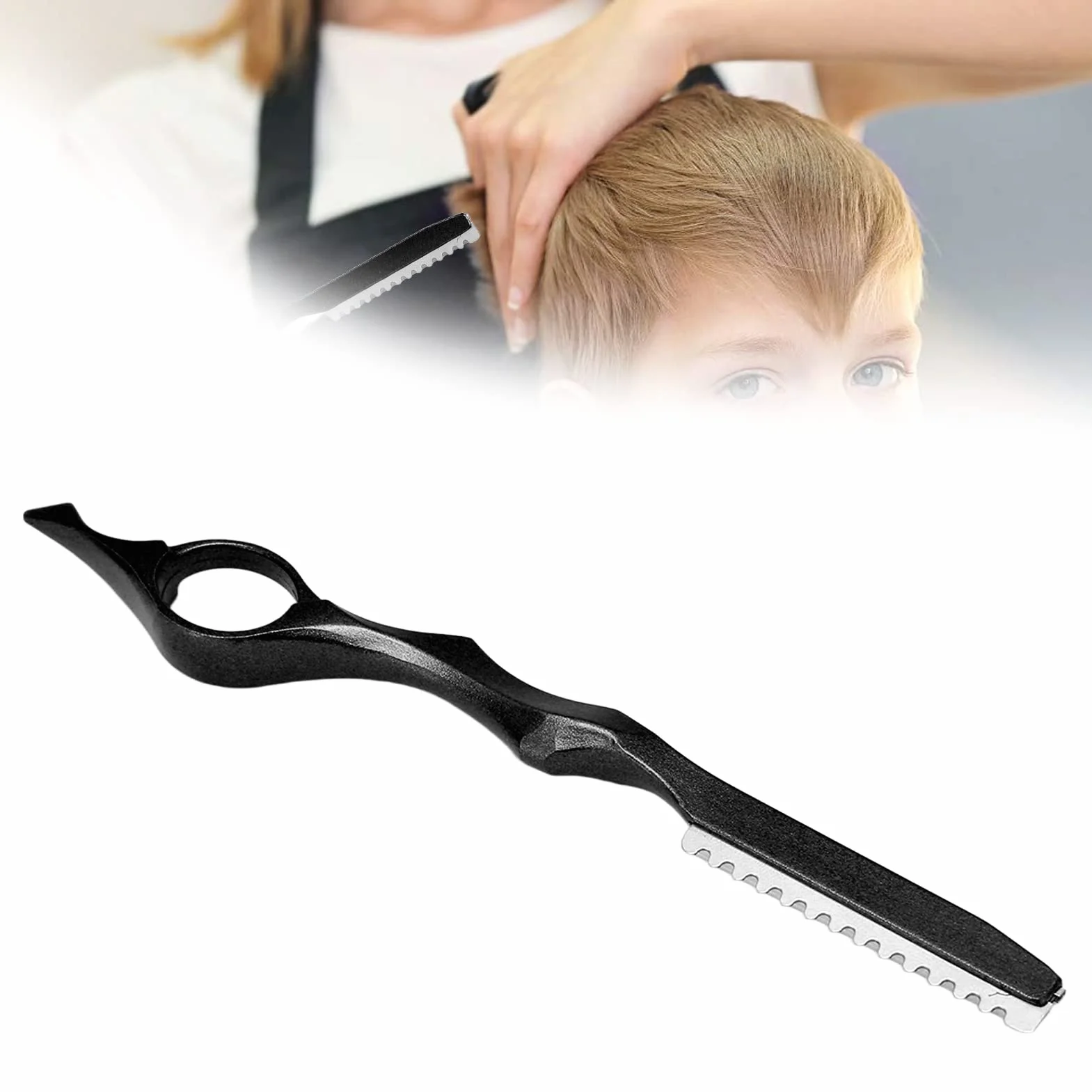 Rasoio per capelli con pettine regolabile, strumento per diradare i capelli ideale per uso domestico e in salone, nero