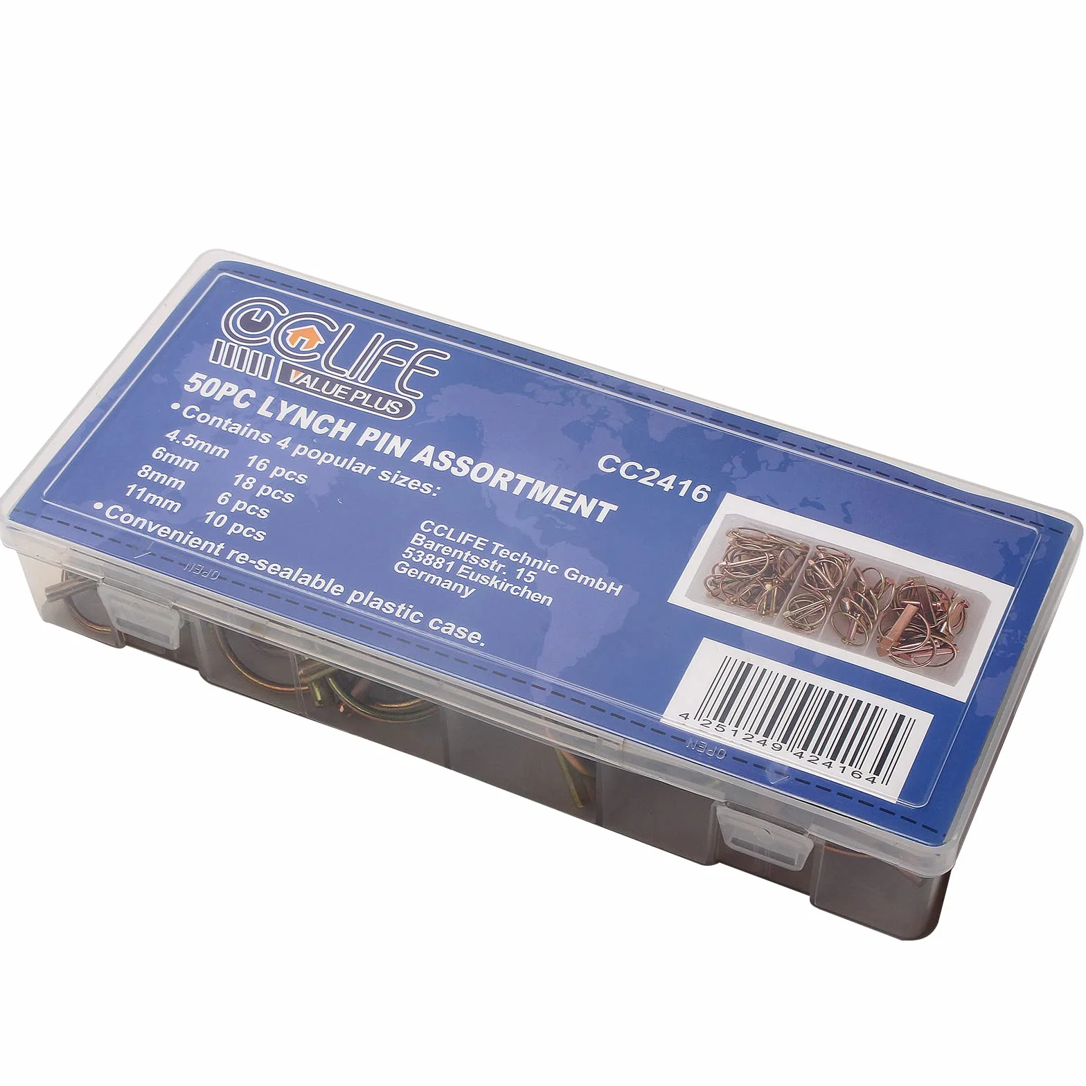 CCLIFE Kit 50 pezzi Copiglia a scatto spine diverse misure valigetta