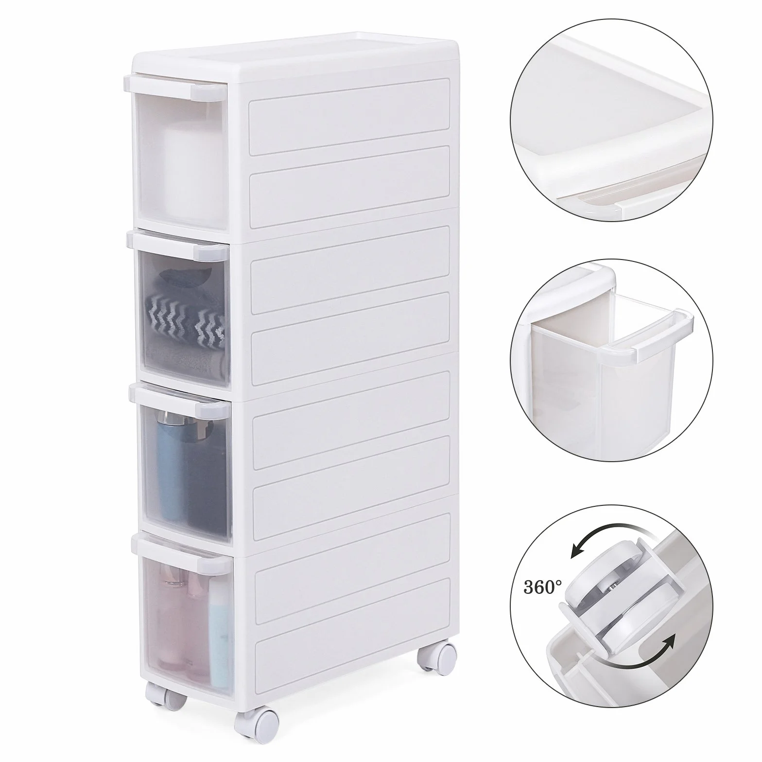 Songmics Carrello Da Bagno Mensola Scaffale Multiuso Bianco 18 x 84.5 x 46 cm